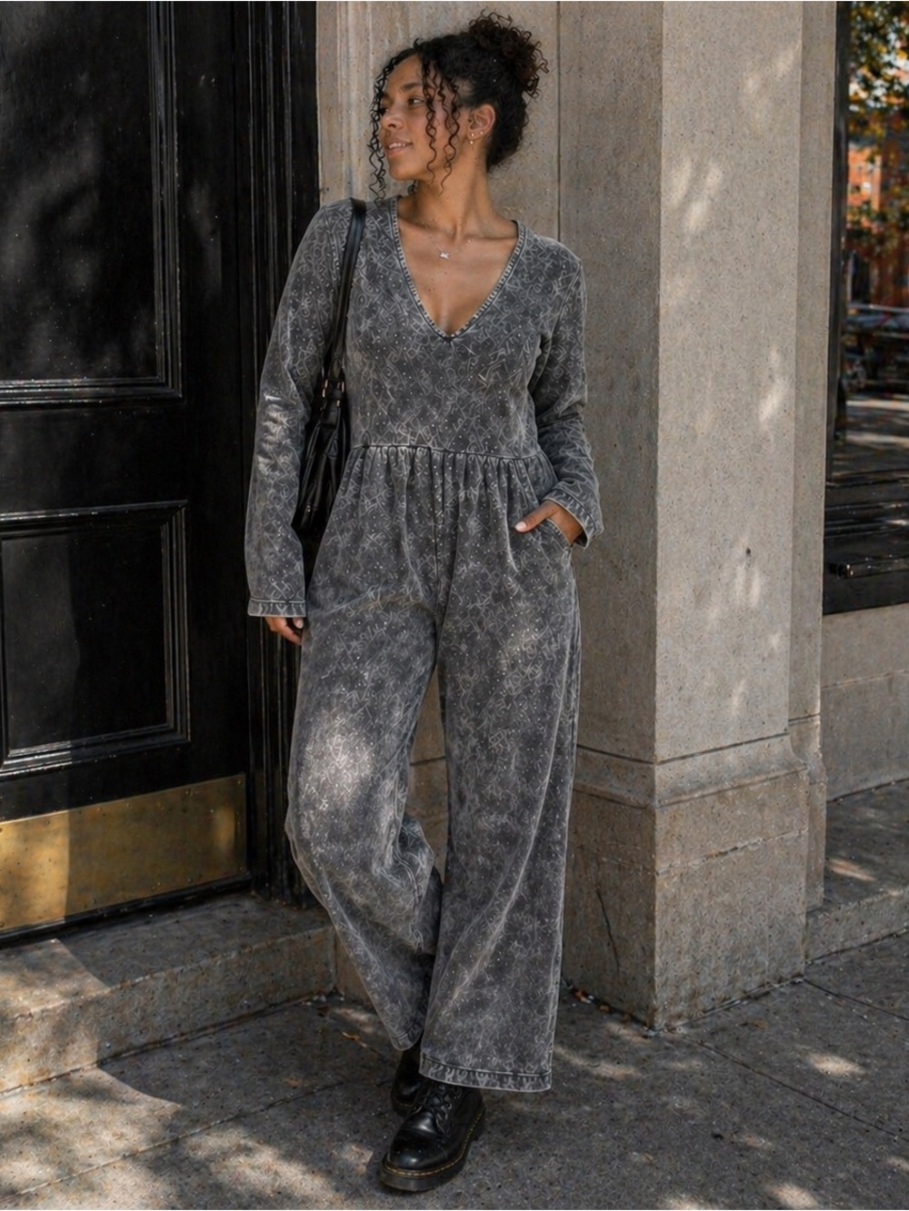 ASOS Grey Marble-Effect Jumpsuit